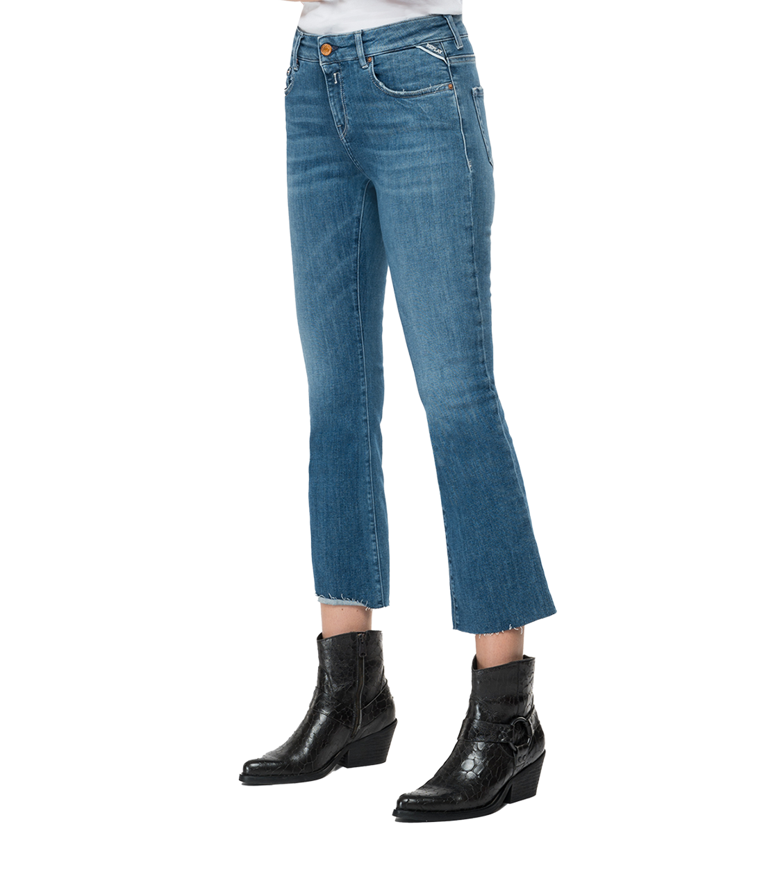 ファービー パワーストレッチ フレアクロップブーツカットフィットジーンズ 詳細画像 ミディアムブルー 1